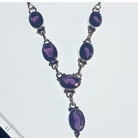 Nwot! amethyst 925 sterling necklace handmade - Picture 1 of 9